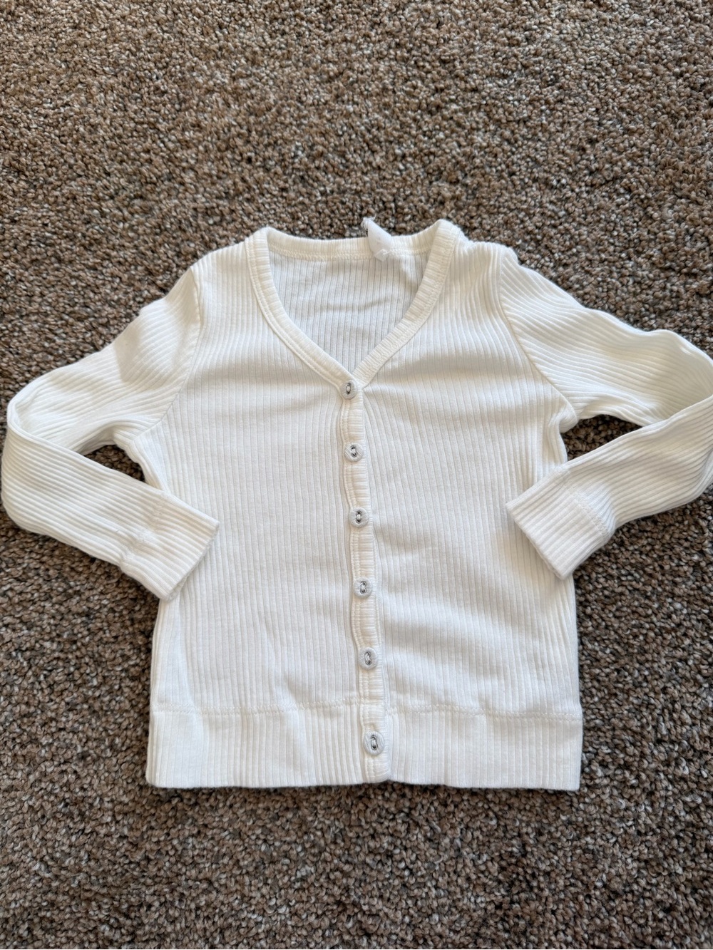 JAMIE KAY Cream Ribbed Long Sleeve Button Front Tee